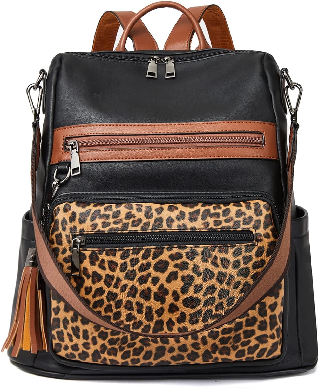 Women\'s Vegan Leather Travel Backpack Purse with Tassel, Large College Shoulder Womens Backpack Purse Vegan Leather Large Travel Backpack  main image 3