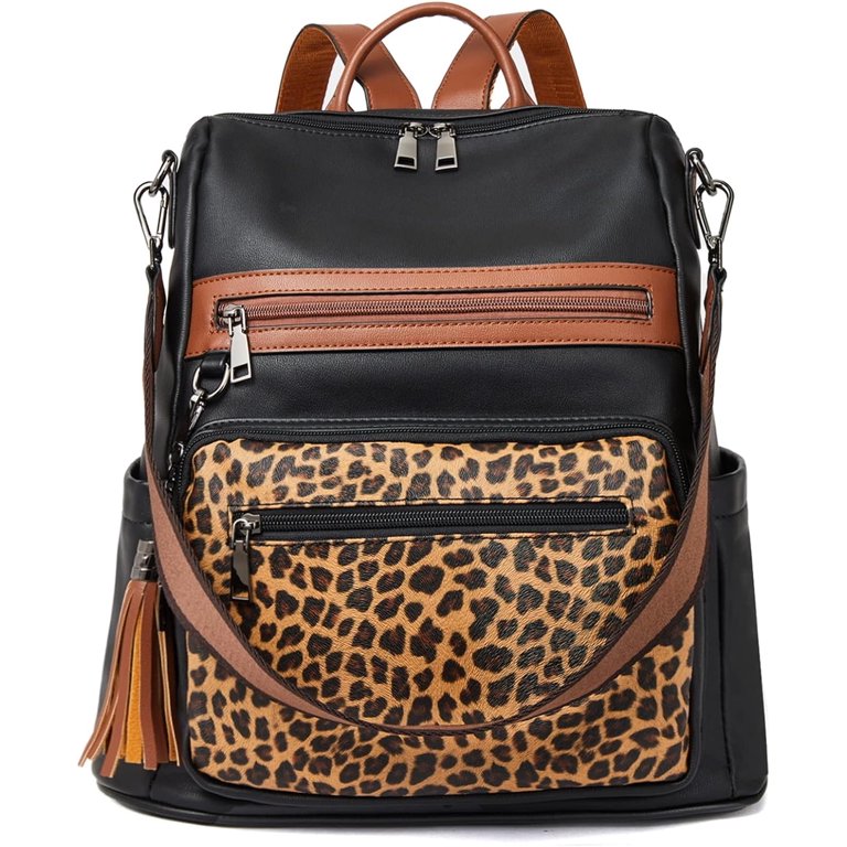 Vegan Leather Backpack Purse with Tassel - Travel College Shoulder Bag Womens Backpack Purse Vegan Leather Large Travel Backpack  main image 3