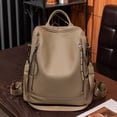 thumbnail image 1 of Womens Backpack Soft Leather Backpack Large Capacity Fashion Casual Travel Daypack Khaki One Size, 1 of 4