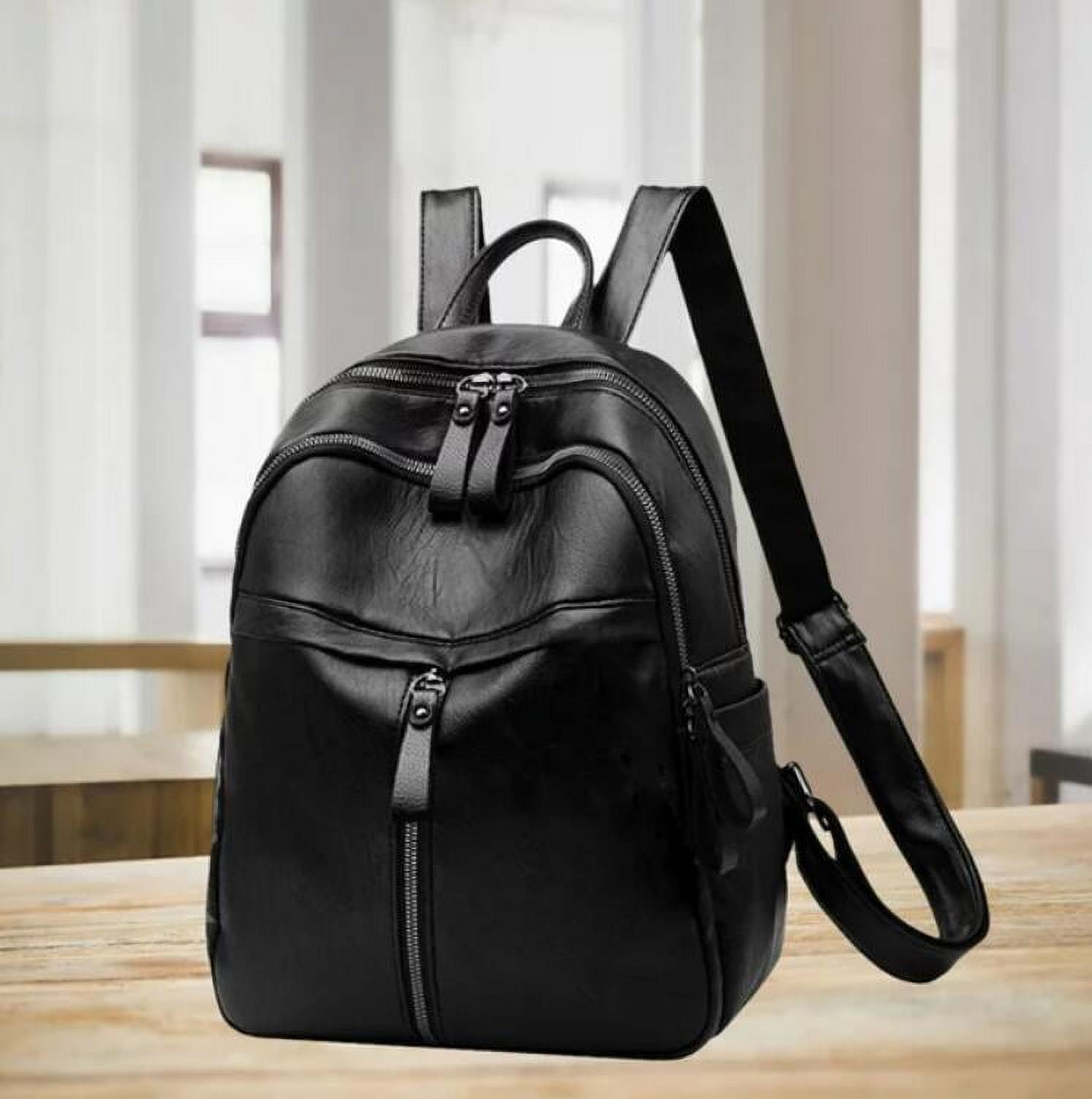 Womens Bag Backpack Purse PU Leather Fastener Bags Fashion Casual Rucksack Satchel and Handbag Bookbag Travelbag, Size: Mini size, Black