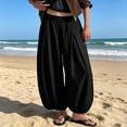 thumbnail image 1 of Womens Baggy Balloon Pants Cotton Linen Barrel Pants High Waisted Wide Leg Pants with Pockets L, 1 of 6