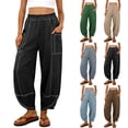 thumbnail image 1 of Womens Baggy Barrel Pants Wide Leg Casual Drawstring Sweatpants with Pockets, 1 of 8