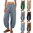 thumbnail image 1 of Womens Baggy Barrel Pants Wide Leg Casual Drawstring Sweatpants with Pockets, 1 of 8