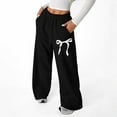 thumbnail image 1 of Womens Baggy Bow Sweatpants Oversized Wide Leg Straight Pants Plain Casual Soft Comfort Loose Bottoms Pant Black S, 1 of 3