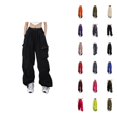 thumbnail image 1 of Womens Baggy Cargo Pants Streetwear Hop Joggers Sweatpants Drawstring Casual Loose Wide Leg Trousers, 1 of 6