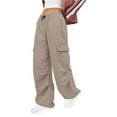 thumbnail image 1 of Womens Baggy Cargo Pants Streetwear Hop Joggers Sweatpants Drawstring Casual Loose Wide Leg Trousers Cute Dressy Clothes Women's Casual Pants Suit Women Casual Pants Suits plus Size Womens Casual, 1 of 4