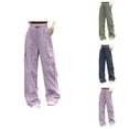 thumbnail image 1 of Womens Baggy Cargo Pants Streetwear Hop Joggers Sweatpants Drawstring Casual Loose Wide Leg Trousers Summer Pants Women, 1 of 6