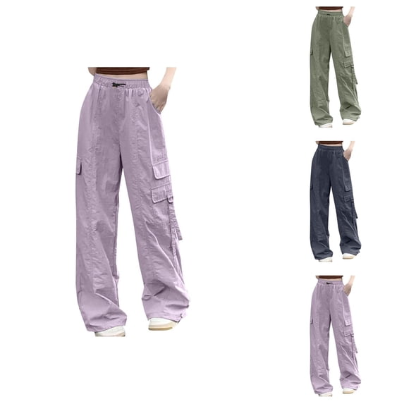 Womens Baggy Cargo Pants Streetwear Hop Joggers Sweatpants Drawstring Casual Loose Wide Leg Trousers Summer Pants Women