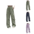 thumbnail image 1 of Womens Baggy Cargo Pants Streetwear Hop Joggers Sweatpants Drawstring Casual Loose Wide Leg Trousers Women Capri, 1 of 6