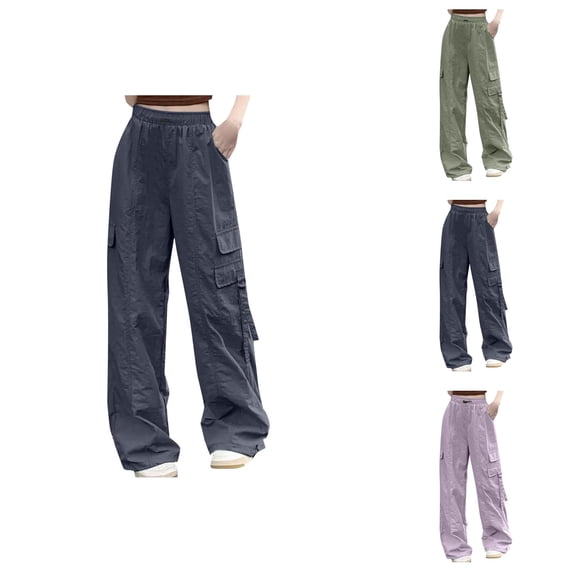 Womens Baggy Cargo Pants Streetwear Hop Joggers Sweatpants Drawstring Casual Loose Wide Leg Trousers Women Summer Capri Pants
