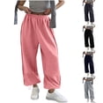 thumbnail image 1 of Womens Baggy Cargo Pants Y2k Elastic Waisted Drawstring Pants with Pockets Navy S, 1 of 1