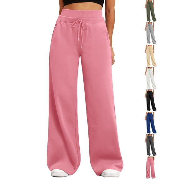 Womens Baggy Fashion Sweatpants Casual Solid Elastic Waist Full Length Wicking Breathable Sweatpants (XL)