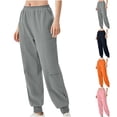 thumbnail image 1 of Womens Baggy Fashion Sweatpants Solid Color Sports Loose Casual Oversize Gray Wicking Breathable Sweatpants S-2XL, 1 of 9