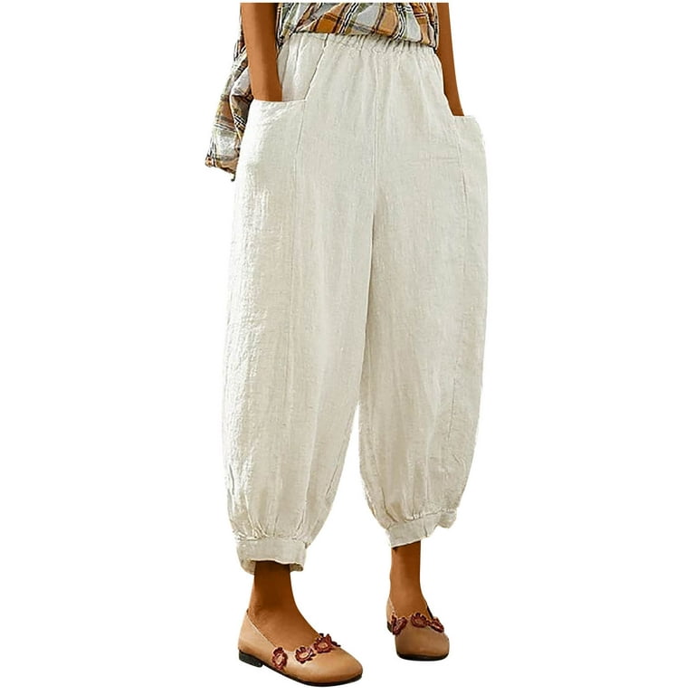 New In Summer Cotton Pants Women Large Size Solid Color Harem