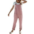 thumbnail image 1 of Womens Baggy Loose Bib Overalls Square Neck Adjustable Strap Rompers Jumpsuits Harem Pants, Pink, Medium, 1 of 5