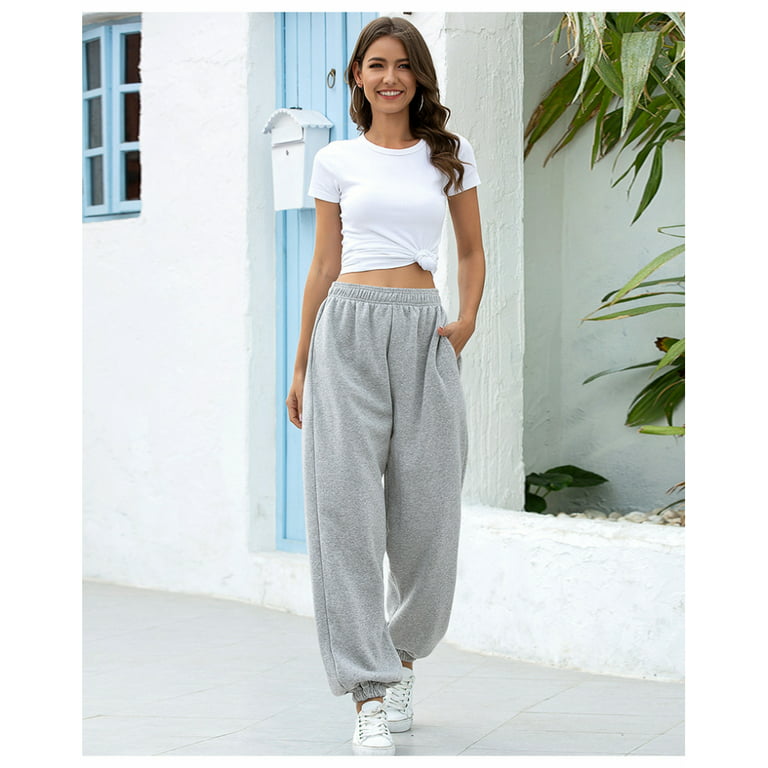 Womens Baggy Sweatpants Gray Joggers for Women Relaxed Fit pockets  Oversized Streetwear 