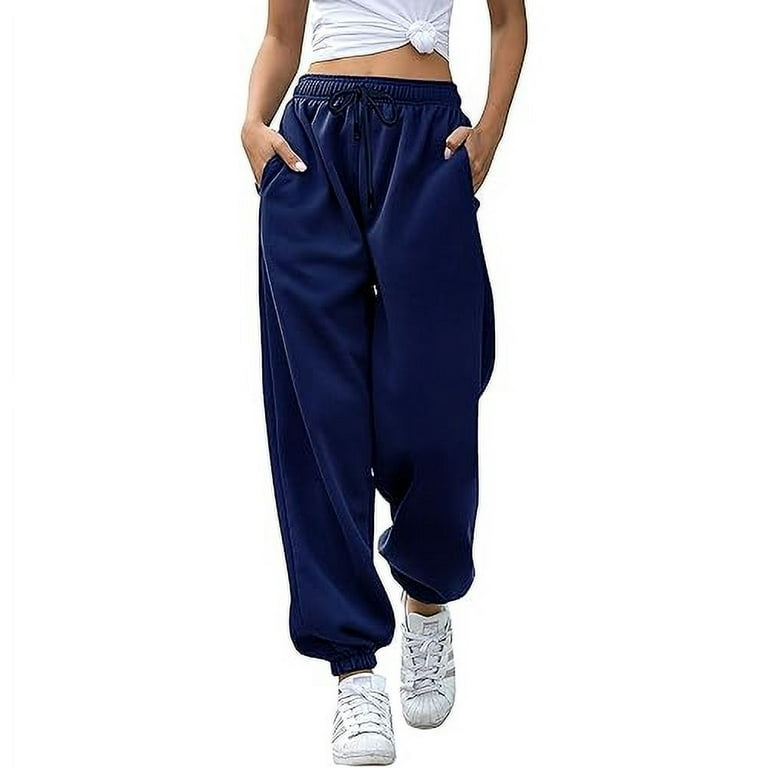 Womens Baggy Sweatpants Joggers Relaxed Fit pockets Oversized Streetwear  Blue