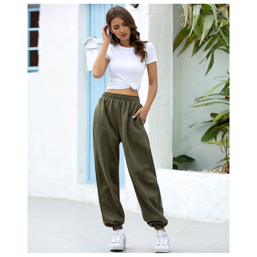Womens Baggy Sweatpants Green Joggers for Women Relaxed Fit