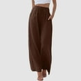 thumbnail image 1 of Womens Baggy Wide Leg Palazzo Pants Loose Drawstring Elastic Waisted Trousers (Coffee L), 1 of 5