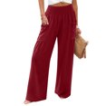 thumbnail image 1 of Womens Baggy Wide Leg Palazzo Pants Summer Casual Boho Smocked High Waist Lounge Trousers Beach Travel Vacation Pants S, 1 of 5