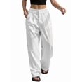 thumbnail image 1 of Womens Baggy Wide Leg Pants Casual Stripe Elastic Waisted Palazzo Harem Pants with Pockets White XL, 1 of 7