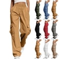 thumbnail image 1 of Womens Baggy Y2k Cargo Pants Casual Straight Leg Cargo Pants Solid Color Cargo Work Pants for Outdoor & Hiking With Pockets, 1 of 9