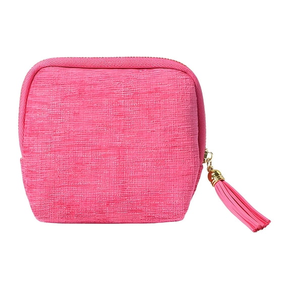 Womens Bags - Tassel Jewelry Storage Bag Organizer, Velvet Pouch for Rings Necklaces Earrings Bracelets, Travel Jewelry Case with Zipper, Gift Bag for Women Pink, 5.1x1.2x4.5"