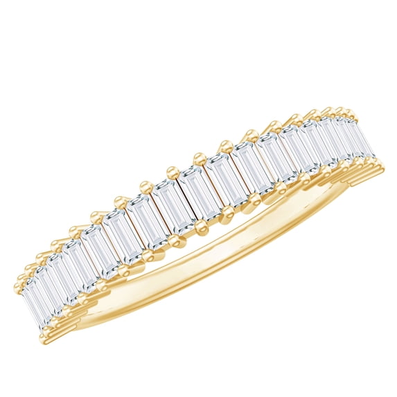 Rosec Jewels Baguette Moissanite Half Eternity Band - D-VS1 Quality Moissanite Anniversary Ring for Women, 18K Yellow Gold, US 9.00
