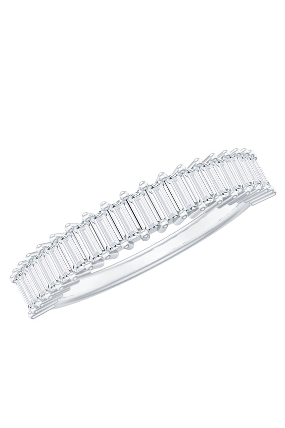Baguette Moissanite Half Eternity Band - D-VS1 Quality Moissanite Anniversary Ring for Women, 925 Sterling Silver, US 4.00