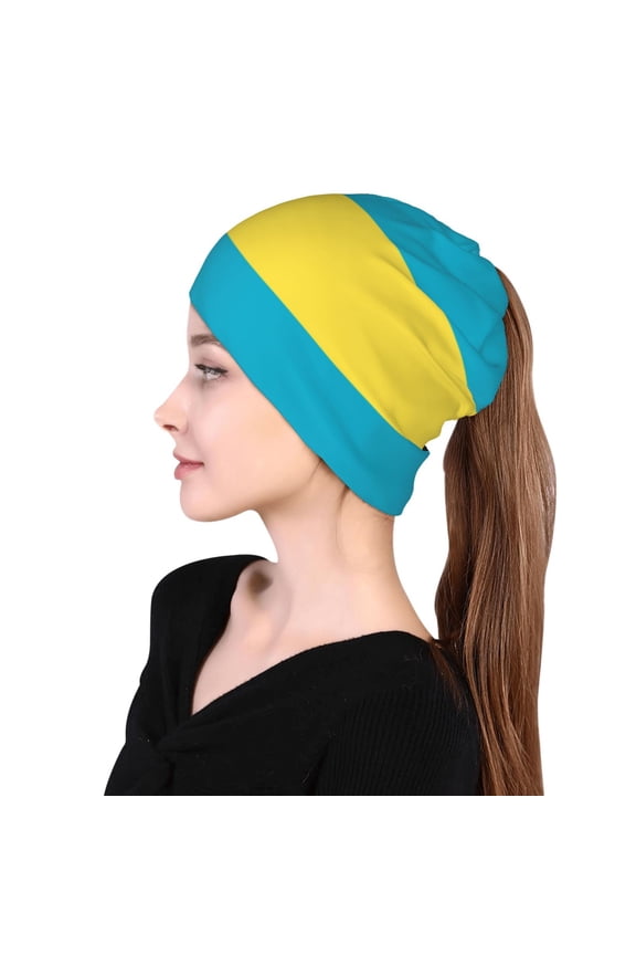 Womens Bahamas Flag Pattern Slouchy Beanie Cap Headwear Hat Turban