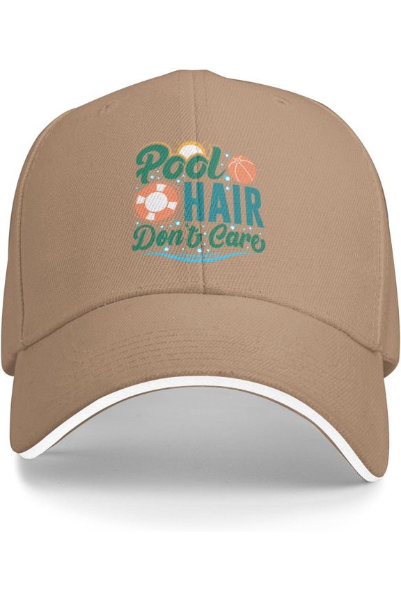 Womens Ball Cap Swimming Saying Lids Cap for Women Pool Hair Don't Care Sports Hats
