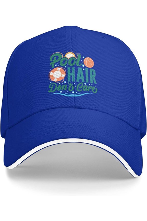 Womens Ball Cap Swimming Saying Lids Cap for Women Pool Hair Don't Care Sports Hats