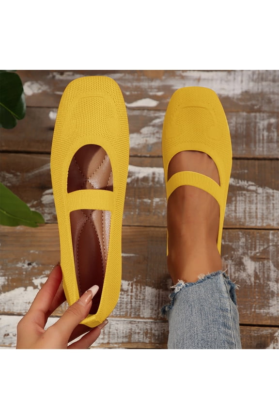 Womens Ballerina Ankle Elastic Crossing Strap Round Toe Comfy Pump Shoes Yellow 9