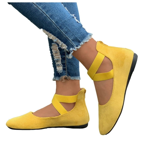 Womens Ballet Dance Flats Comfortable Slip On Shoes Closed Toe Flats Shoes Ankle Strap Dress Shoes