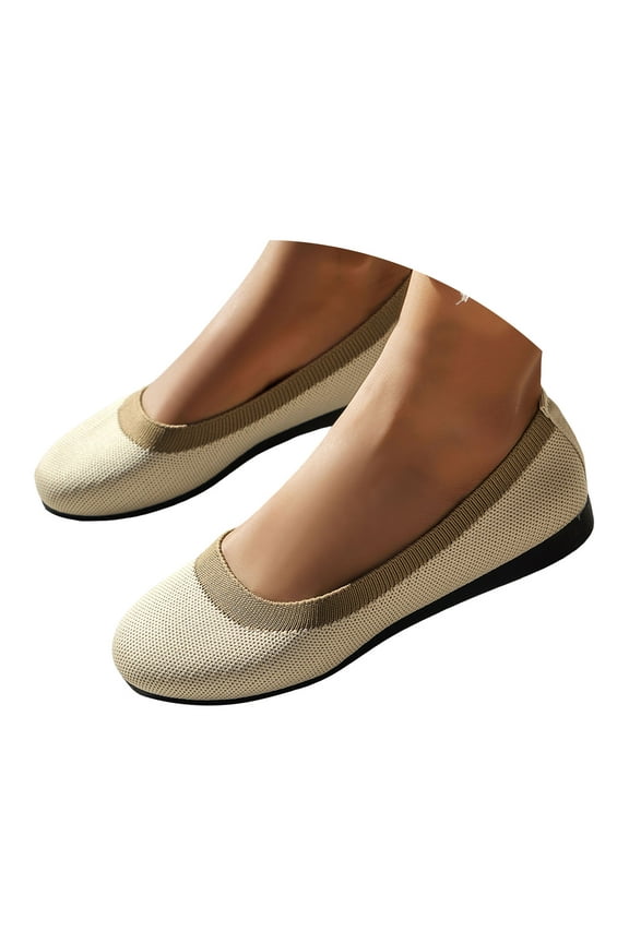 Womens Ballet Flat Shoes Fashion Casual Color Block Round Toe Slip on Dress Shoes Comfort Walking Low Wedges