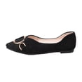 thumbnail image 1 of Womens Ballet Flats Pointed Toe Slip On - Black Faux Suede with Double Ring Metal Detail, Comfort Padded Insole for Work & Everyday,Size 9, 1 of 9