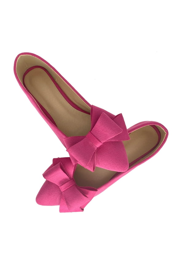 Womens Ballet Flats Shoes Comfortable Pointy Toe Suede Pink Dressy Shoes Wedding Size 7.5