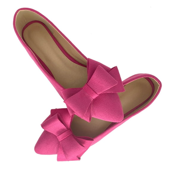 Womens Ballet Flats Shoes Comfortable Pointy Toe Suede Pink Dressy Shoes Wedding Size 8