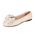 thumbnail image 1 of Womens Ballet Flats Sparkly Bow Comfortable Slip On Velvet Flats for Work & Casual Cream,Size 43, 1 of 9