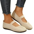 thumbnail image 1 of Womens Ballet Shoes Round Toe Knit Mary Jane Flats Casual Nonslip Walking Shoes Slip on Lightweight Dress Shoes White Size 7.5, 1 of 6