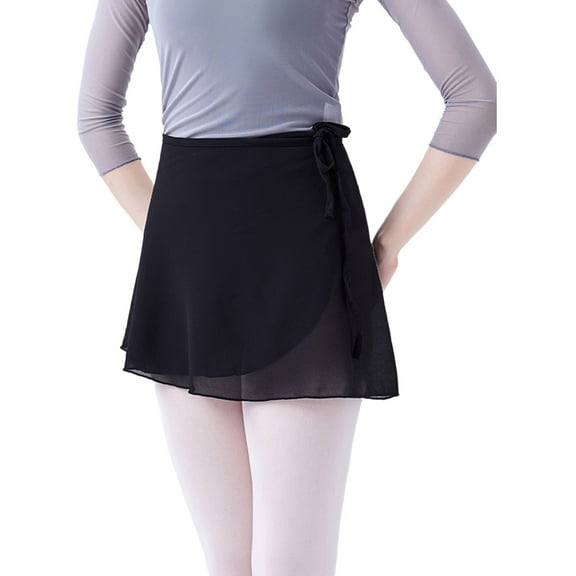 Womens Ballet Skirt Dance Sheer Chiffon Wrap Skirt with Adjustable Waist Ties Solid Gymnastic Over Scarf for Leotards