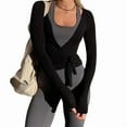 thumbnail image 1 of Womens Ballet Wrap Top Long Sleeve Tie Front Workout Cover Up Pilates Yoga Tops Shirt Going Out Black L, 1 of 8