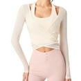 thumbnail image 1 of Womens Ballet Wrap Tops Pilates Wrap Tie Front Shirt Yoga Dance Workout Shirt Blouse Y2k Long Sleeve V Neck Yoga Tops, 1 of 8