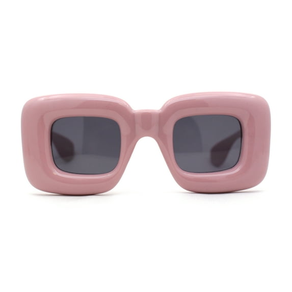 Womens Ballon Super Thick Rectangle Retro Sunglasses Pink Black