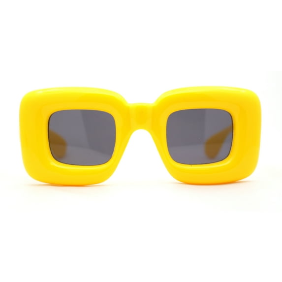 Womens Ballon Super Thick Rectangle Retro Sunglasses Yellow Black
