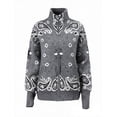 thumbnail image 1 of Womens Bandana Knit Casual Cardigan with Paisley Pattern Zip Up Long Sleeve Loose Sweaters Fall Winter Daily Wear Coat Outfits, 1 of 2