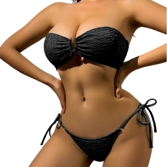 Womens Bandeau Swimsuit Strapless Swimsuit Top Strapless Swimsuit Bandeau Bathing Suit Set Two Pieces Swimming Costume