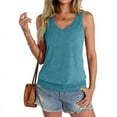 thumbnail image 1 of Womens Banded Bottom V Neck Tank Tops Sleeveless Shirts Casual Loose Fit Clothes 2025 Summer  Blue XXL, 1 of 6