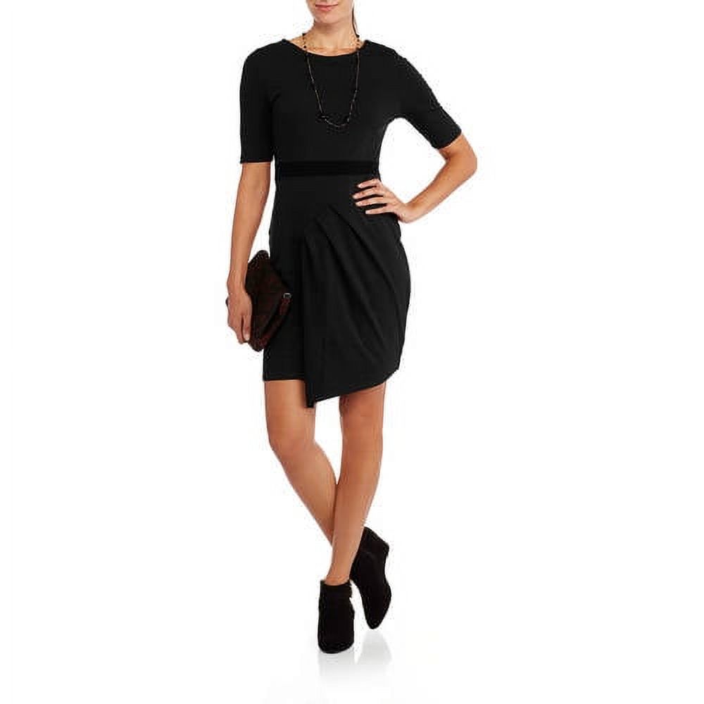 Womens Banded-Waist T-Shirt Dress With Faux Wrap - image 1 of 1