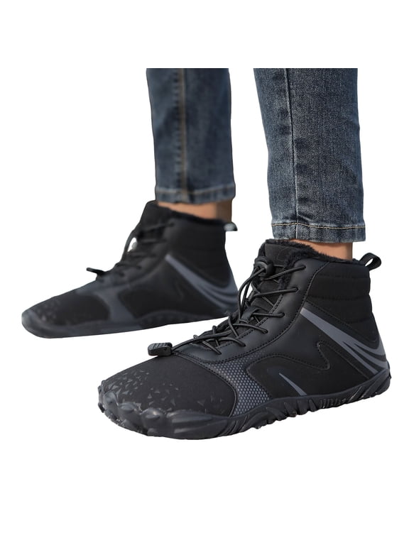 Womens Barefoot Wide Toe Snow Boots 2025 Winter Waterproof Non Slip Fleece Lined Zero Drop Hiking Fashion Sneakers Mid Calf Walking Combat Ankle Booties